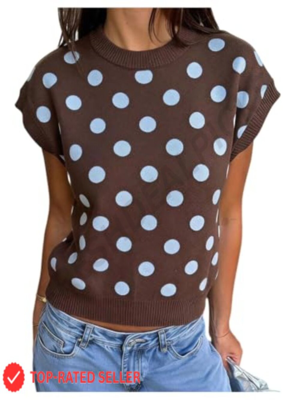 Mock Neck Cap Sleeve Rib Knit Sweater Vest Women's